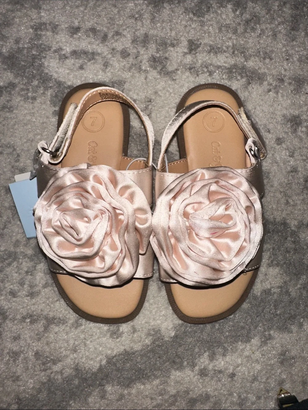 Carter's Girls Blush Satin Rose Strap Sandals